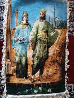 تابلو فرش دستبافت طرح کوروش و ماندانا