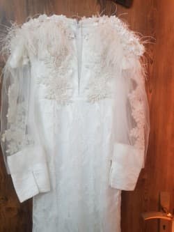 لباس مجلسی گیپور دانتل مروارید دوزی ترک