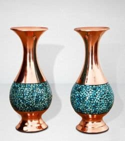 گلدان مسی فیروزه کوبی